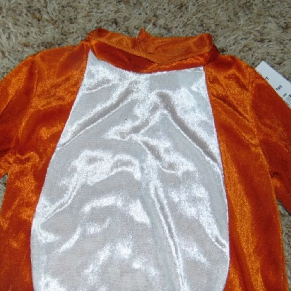 Fox Halloween Costume 12/18 mths Orange 3 Pc Jumpsuit, Tail, Hood Unisex Toddler